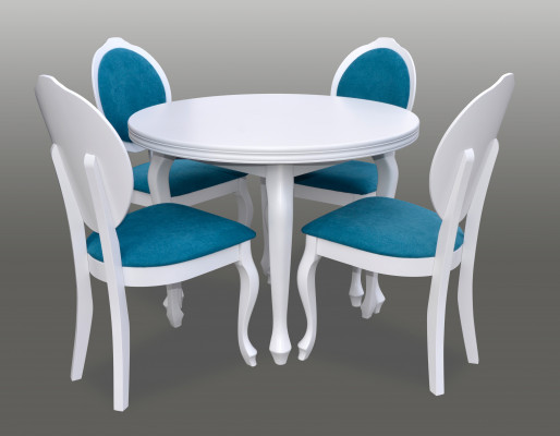 Klasyczny Okrągły Okrągły Tabela Drewno Design jadalnia stoły + 4 Krzesła