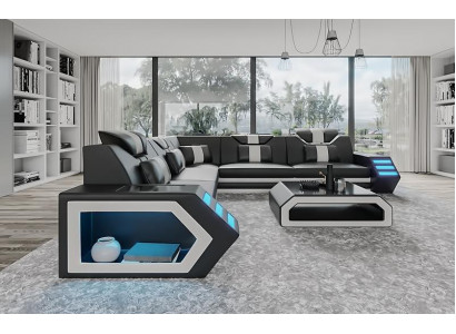 Żywy krajobraz Skórzana sofa kanapa Podkładka Narożnikowa kanapa Zestaw wypoczynkowy Sofa Big XXL