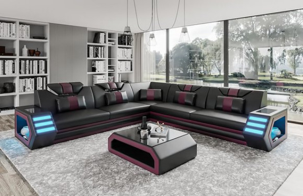 Żywy krajobraz Skórzana sofa kanapa Podkładka Narożnikowa kanapa Zestaw wypoczynkowy Sofa Big XXL