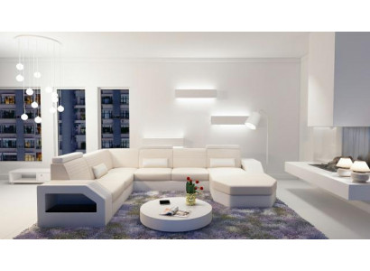 Designerska Sofa Narożnikowa kanapa Skóra Materiał Włókienniczy Podkładka Ustawić Żywy krajobraz