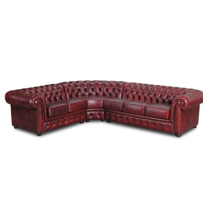 Narożnikowa kanapa Sofa Kanapa Podkładka Zestaw narożny Narożnik Chesterfield 100% Skóra