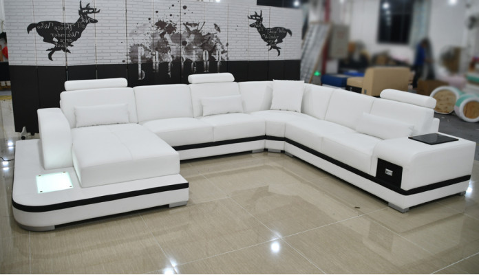 Design Skórzana Sofa Sofa Nowoczesna Podkładka Skóra Narożnikowa kanapa Kanapa Włókienniczy Żywy krajobraz