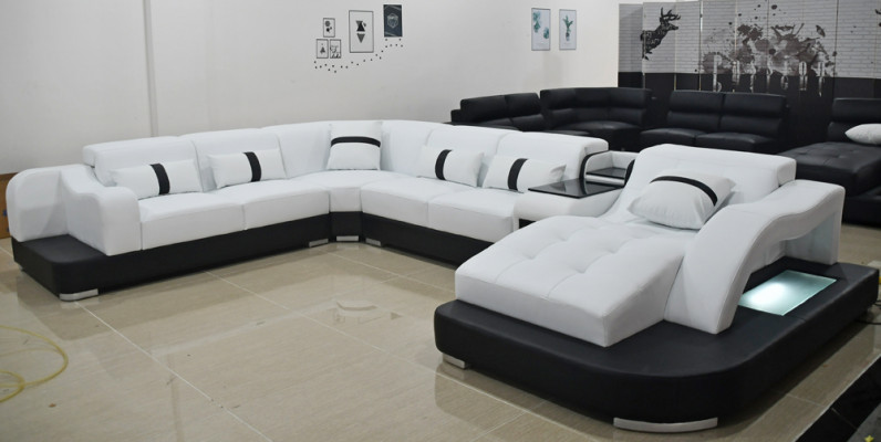Sofa skórzana Sofa Modern Skóra Żywy krajobraz Design Narożnikowa kanapa Couch Włókienniczy Podkładka