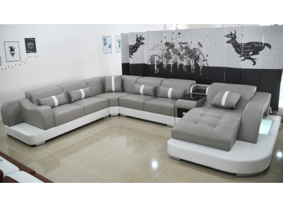 Sofa skórzana Sofa Modern Skóra Design Narożnikowa kanapa Kanapa Włókienniczy Podkładka Żywy krajobraz