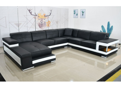Sofa skórzana Sofa Nowoczesna Podkładka Skóra Design Narożnikowa kanapa Kanapa Włókienniczy Żywy krajobraz
