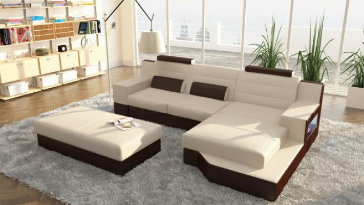 Projektant Narożnikowa kanapa Skóra Włókienniczy Podkładka Ustawić Sofa Couch Żywy krajobraz