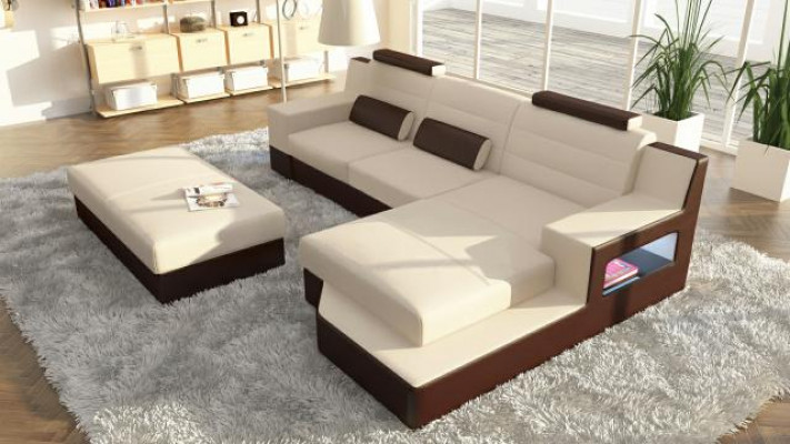 Projektant Narożnikowa kanapa Skóra Włókienniczy Podkładka Ustawić Sofa Couch Żywy krajobraz