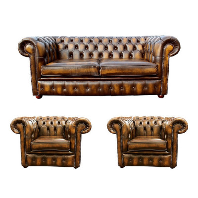 Sofa Skórzana Chesterfield 2+1+1 Włókienniczy Kanapa Materiał Podkładka Sofa Ustawić