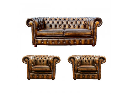 Sofa Skórzana Chesterfield 2+1+1 Włókienniczy Kanapa Materiał Podkładka Sofa Ustawić