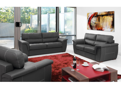 Skóra Design Couch Podkładka Siedziba Ustawić Sofę Obcios 2+1 Zestaw Skóra