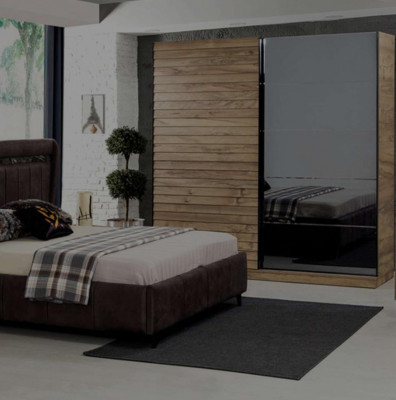 Sypialnia Meble Designer Łóżko tapicerowane 2x Szafki nocne Szafa