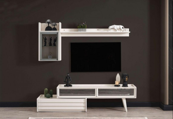 Białe Drewno Jednostka ścienna Designerska Szafka Wisząca Luksusowa Półka Noble TV Szafa