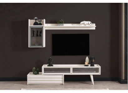 Białe Drewno Jednostka ścienna Designerska Szafka Wisząca Luksusowa Półka Noble TV Szafa