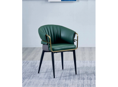 Zielone krzesło do jadalni Designerskie nóżki drewniane Krzesła ze sztucznej skóry Stal odporne Meble