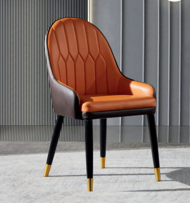 Brązowo-pomarańczowe krzesła do jadalni Designerskie krzesła drewniane Nowoczesny fotel