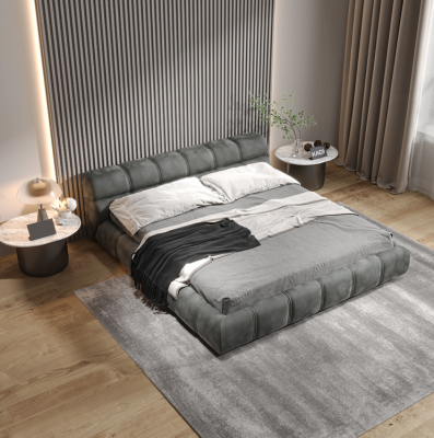 Niskie Szare Łóżko Sypialnia Designer Podwójne łóżko Modern Style