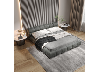 Niskie Szare Łóżko Sypialnia Designer Podwójne łóżko Modern Style