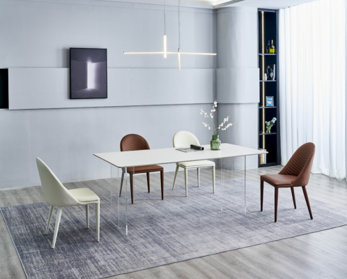 jadalnia Meble White Stół obiadowy 4x sztuczna skóra Design Krzesza grupa restauracyjna