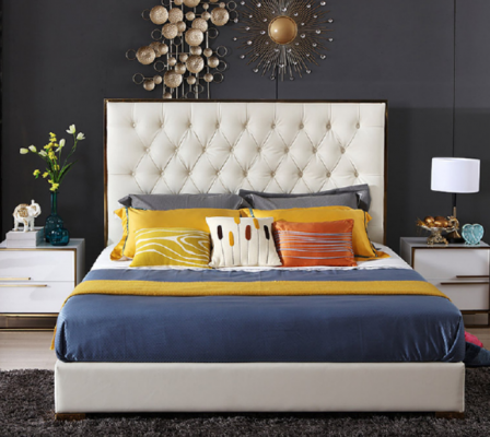 Białe Chesterfield Duże Łóżko Sypialnia Meble Łóżko Designerskie Nowość