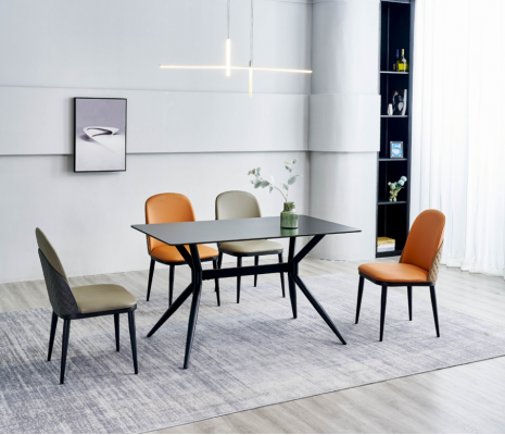 jadalnia Zestaw Designerski Stół obiadowy 4x krzesła tapicerowane Stal odporne Meble 5-szt