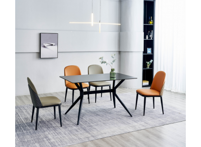 jadalnia Zestaw Designerski Stół obiadowy 4x krzesła tapicerowane Stal odporne Meble 5-szt