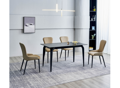 jadalnia Meble Designer Black Tabela Stal nierdzewna Luksusowe Krzesła Tapicerowane