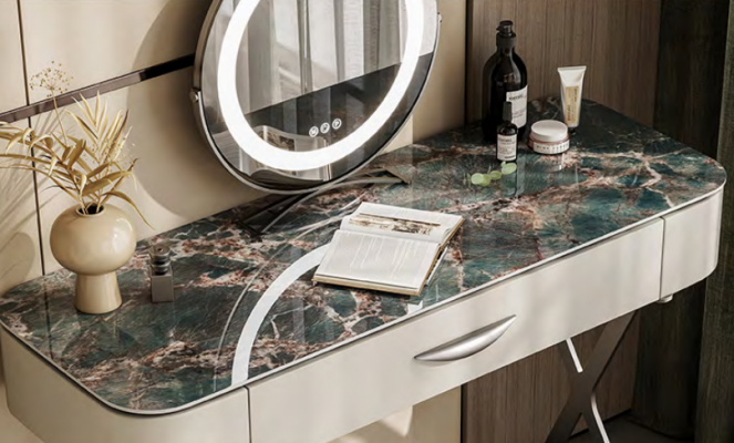 Designerski stolik kosmetyczny White Toaletka z Lustro z szufladami