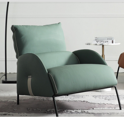 Designerski zielony Fotel Nowoczesne jednomiejscowe ramięFotel 1-miejscowy salonFotel
