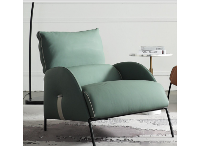 Designerski zielony Fotel Nowoczesne jednomiejscowe ramięFotel 1-miejscowy salonFotel
