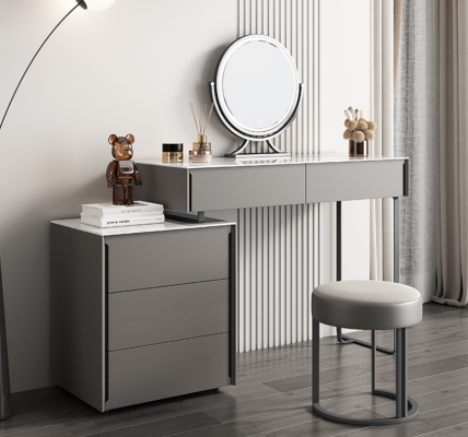 Luksusowa toaletka szara Toaletka designerskiej Sypialni Meble Drewno