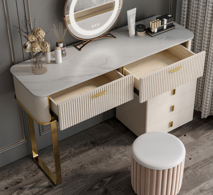 Elegancka toaletka Toaletka z 2 szufladami, luksusowa komoda kosmetyczna