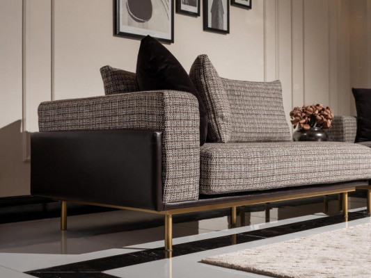 Salon Ustawić sofę Stoliki do kawy Sofa materiałowa 5-częściowa szara Zestaw Drewno