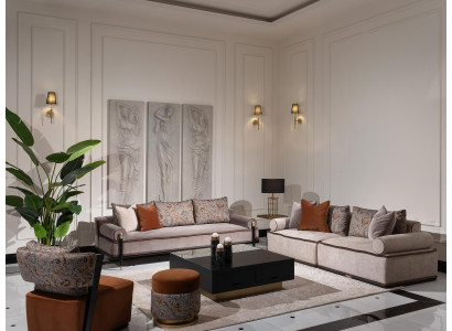 Kompletny zestaw wypoczynkowy 431 sofa materiałowa Fotel Sofas Grupa Gray Tabela