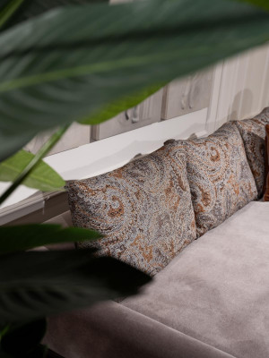 Kompletna trzyosobowa sofa do salonu Stoliki do kawy szara 3-częściowa kanapa materiałowa