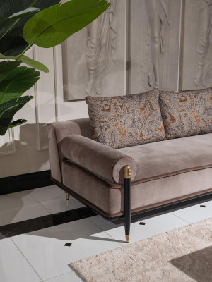 Zestaw sofowy trzyosobowy Fotel Stoliki do kawy zestaw 6 sztuk szary salon
