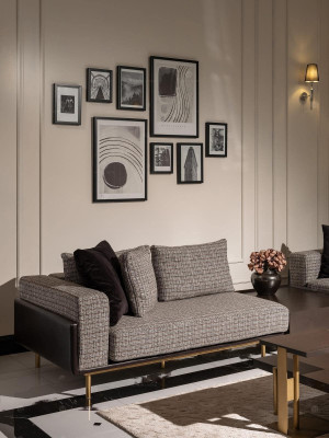 Narożnikowa kanapa L forma Zestaw narożny Duża sofa Sofa tapicerowana szara Sofa materiałowa Nowość