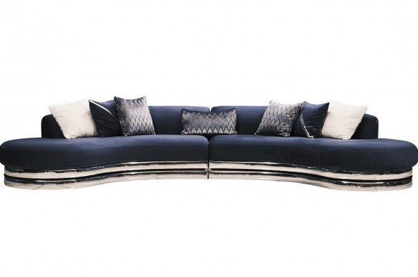 Kompletny zestaw kanapowy, sofa materiałowa, sofa tapicerowana, zestaw sof niebieski, 3 sztuki