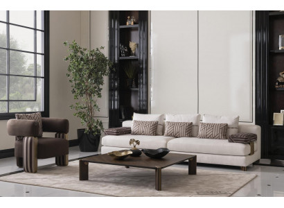 Kompletny zestaw wypoczynkowy Sofa Fotel Sofa materiałowa brązowa Sofa tapicerowana Tabela