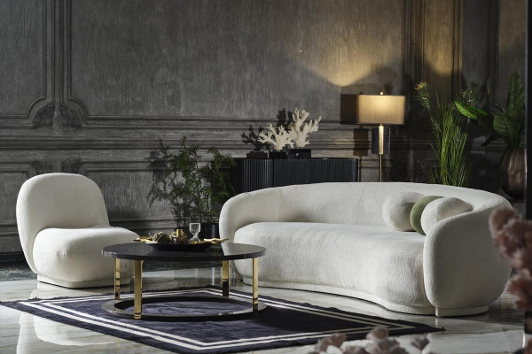 Zestaw sofowy Ustawić sofę materiałową Biała sofa tapicerowana nowoczesny komplet sofa 2-częściowa