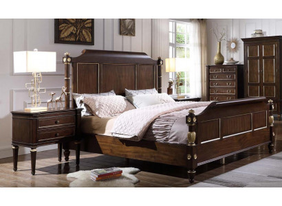 Sypialnia Zestaw Łóżko 2x Szafki nocne Luksusowy nowy 3-częściowy Design Modern Drewno