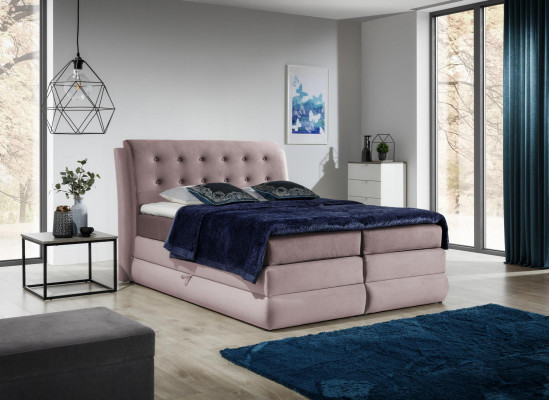 Projekt łóżka dwuosobowego z materacem sprężynowym Hotel Nowoczesne Łóżko Sypialnia Chesterfield Meble