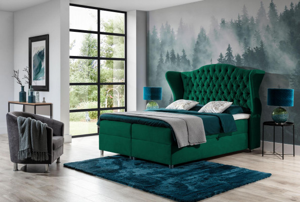 Łóżko Chesterfield Boxspring Hotel Łóżko Sypialnia Aksamit Velvet Luxury Meble