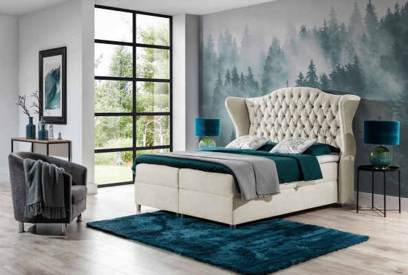 Łóżko Chesterfield Boxspring Hotel Łóżko Sypialnia Aksamit Velvet Luxury Meble