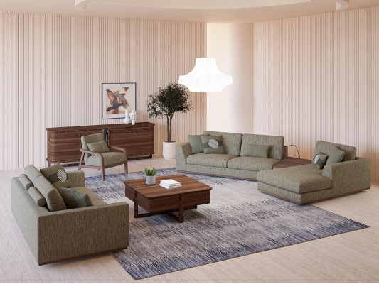 Kompletny Zestaw sofowy 3-częściowa sofa dwuosobowa Relaks Narożnikowa kanapa w kształcie litery L Modern Fotel