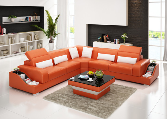 Skórzana sofa kanapa Żywy krajobraz Narożnikowa kanapa Narożnik Ustawić Modern Sofa Design