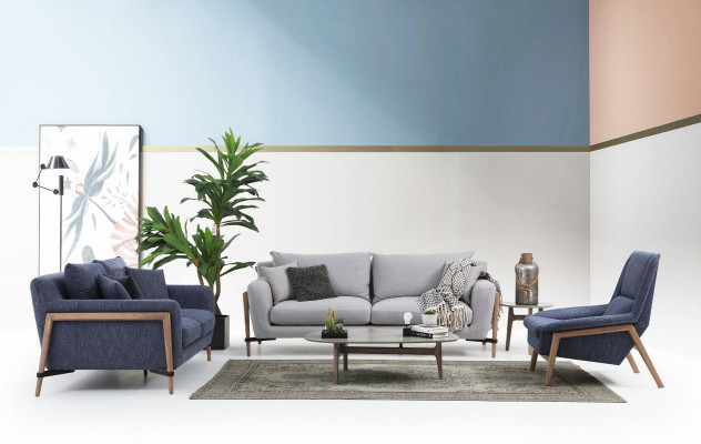 Kompletny zestaw sofowy Zestaw sofowy Sofa 321 miejsce do siedzenia Material Set Blue