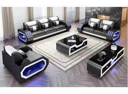 Nowoczesny komplet wypoczynkowy skórzany Kanapa Podkładka Sofa Obcios Sofa skórzana Kredens Nowy