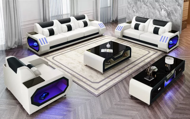 Nowoczesny komplet wypoczynkowy skórzany Kanapa Podkładka Sofa Obcios Sofa skórzana Kredens Nowy