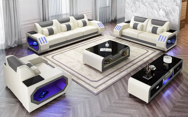 Nowoczesny komplet wypoczynkowy skórzany Kanapa Podkładka Sofa Obcios Sofa skórzana Kredens Nowy