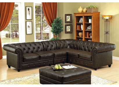 Chesterfield Narożnikowa kanapa Sofa Sofa Skórzana Sofa Podkładka Narożnik Kanapa Ustaw Design #336